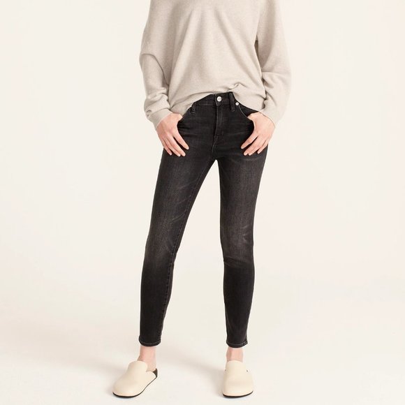 J. Crew 9" High Rise Toothpick Jeans in Charcoal 26T